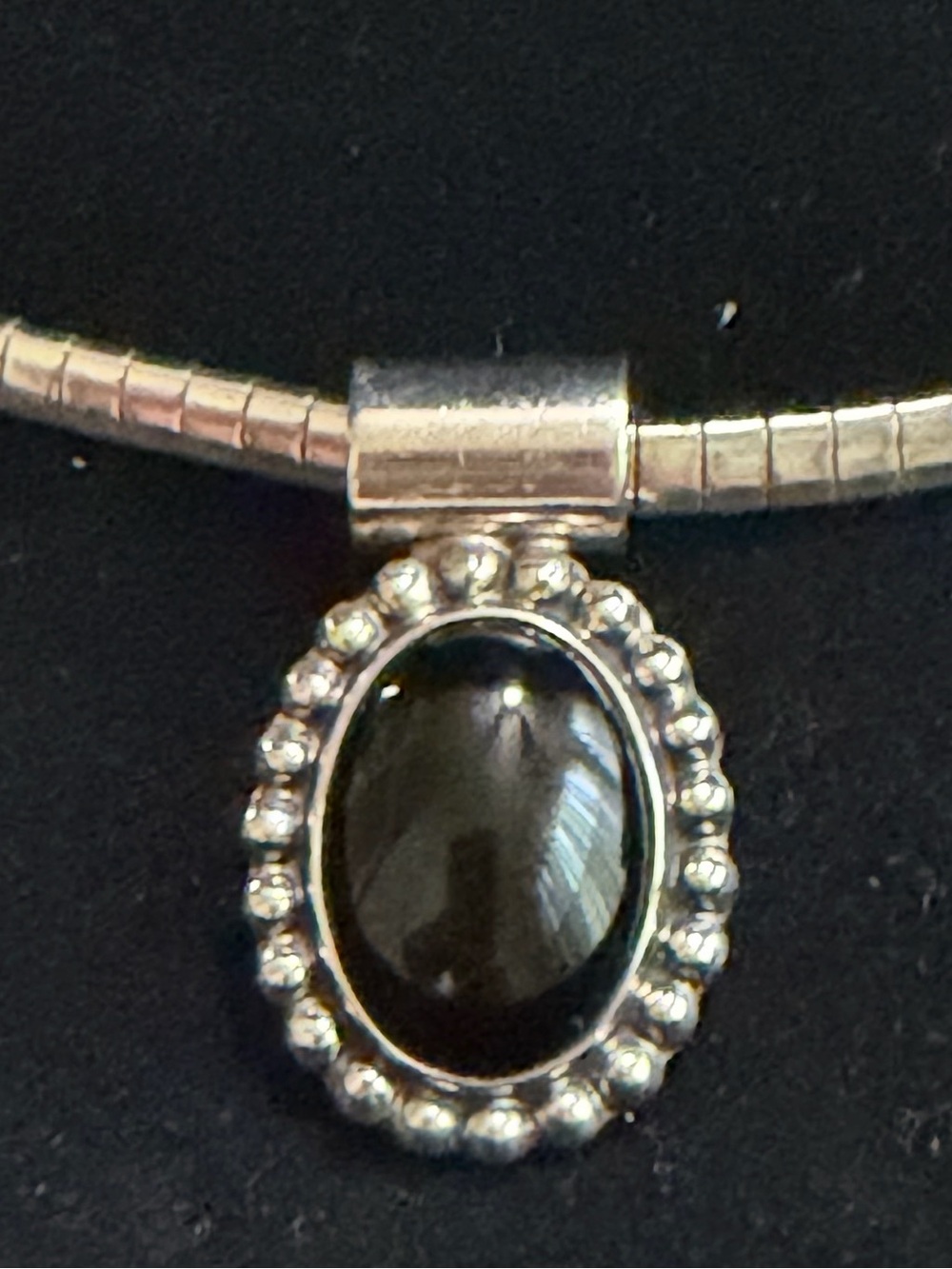 Sterling Silver Black Onyx Oval Pendant